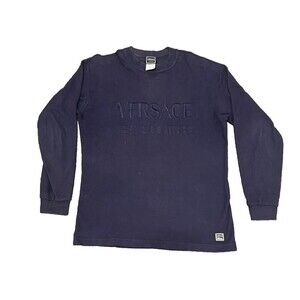 Vintage Versace Jeans Couture Blue Crewneck with Embroidered Logo Size Medium